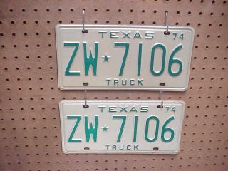 1974 Truck Texas License Plate - Plates Pair Or Set Old Stock Replacements