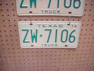 1974 TRUCK TEXAS LICENSE PLATE - PLATES PAIR OR SET OLD STOCK REPLACEMENTS 3