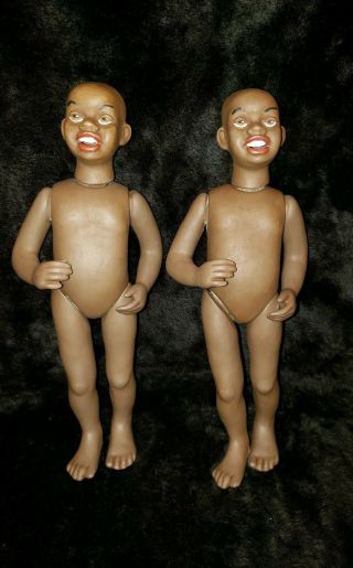 1972 Vintage African American Porcelain Jointed Dolls By Beth