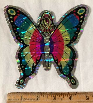 Vintage 1970s Nude Butterfly Decal Bumper Sticker Prism Prismatic 5.  5” X 5.  5”