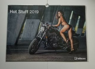 Hot Stuff 2019 Wall Calendar Sexy Motorcycle Bikini Swimsuit Pin Up Girls