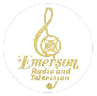 Emerson Treble Cleft Logo Catalin Bakelite Radio Adhesive Decal Sticker 1.  25 "