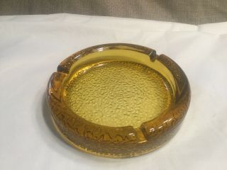 Vintage Mid - Century Amber Colored Glass Ashtray