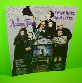 The Addams Family Pinball Machine Flyer 1991 Nos Horror Halloween
