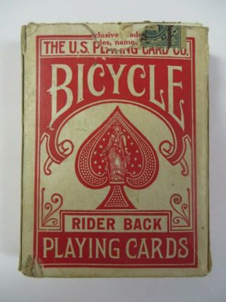 Vintage Red Bicycle 808 Rider Back Playing Cards Tax Stamp Air - Cushion Finish