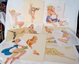 Vintage 1940s Pinup Calendar Girls Photos Risque Litho Esquire Ballyhoo Sem - Nude