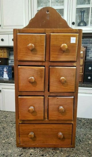 Vintage Antique 7 Drawer Solid Wood Spice Cabinet (12)