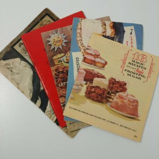 5 Vintage Dessert Recipe Cookbook Booklets Chocolate Candies Cake Cookies Pie