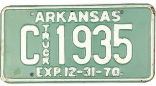 99 Cent 1970 Arkansas Truck License Plate C1935