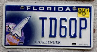 Florida Challenger Tribute License Plate From The Space Shuttle Era 1999 Version