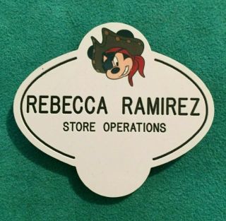 Walt Disney Cast Member Name Tag Badge Rebecca Ramirez Pirate Mickey Magnet