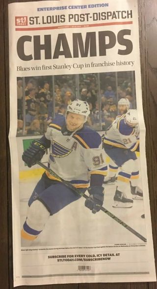 St.  Louis Blues 2019 Stanley Cup Champs Champions Stadium Edition Newspaper Rare