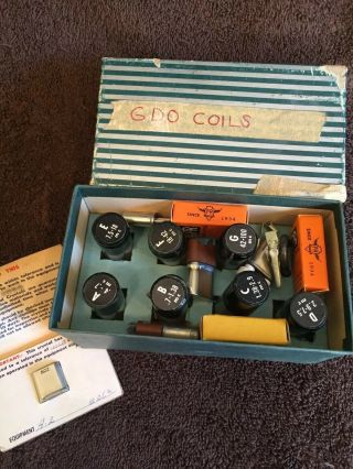 Box Of Antique Gdo Coils & Pr Quartz Crystals Radio Parts Nr