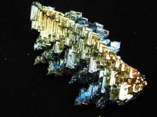 A Larger Blue and Gold Colored BISMUTH Crystal From Germany 88.  5gr e 3