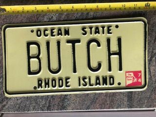 1974 Rhode Island Vanity License Plate Butch