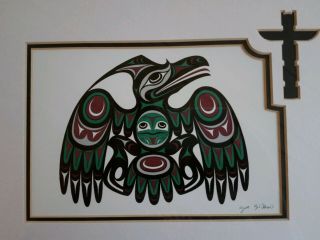 Joe Wilson Raven Art Signed Framed 6x9 Card Coast Salish Pacific Northwest 6