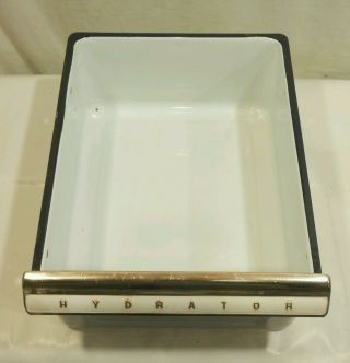 Vintage Black & White Hydrator Porcelain Enamel Coated Refrigerator Drawer