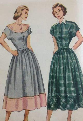1940’s Simplicity Vtg Sewing Dress Pattern 2481 Bust 30