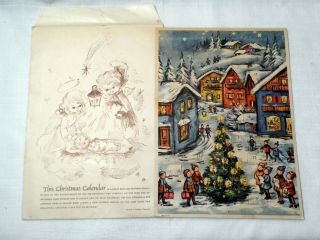 Vintage Advent Calendar Card Envelope Faith Printed In West Germany 8x11 " 1963