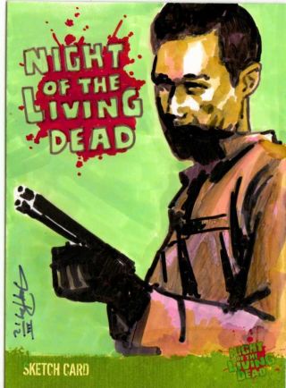 Night Of The Living Dead Sketch Card Drawn By Jay Pangan Iii