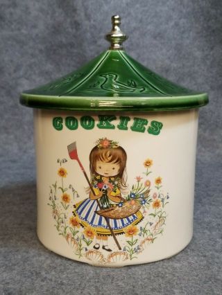 Vintage Porcelain Cookie Jar With Lid