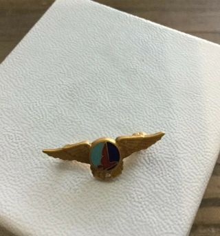 1950 Vintage Eastern Airlines Pilot Wing 10 Year Service Pin 10k Gold 1 Diamond