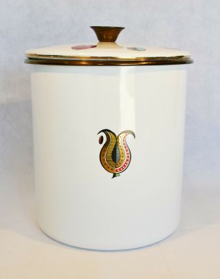 Vintage Georges Briard Flour Canister w Lid Rare Kitchen Container Enamel Corn 2