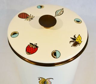 Vintage Georges Briard Flour Canister w Lid Rare Kitchen Container Enamel Corn 3