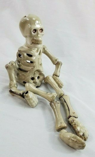 Fall Halloween Ceramic Skeleton Tealight Candle Holder Shelf Mantel Sitter Decor