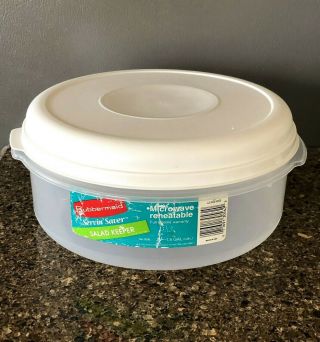 Vintage Rubbermaid Servin Saver Salad Keeper Round 22 Cup Container W White Lid