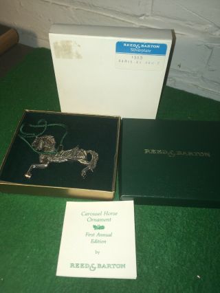 Vintage Christmas Reed And Barton First Edition Carousel Horse Ornament W Box