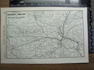 Antique Cincinnati Hamilton & Dayton Railroad System Map Printed In April 1895