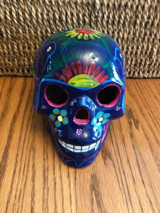 Hand - painted Ceramic Sugar Skull Made in Mexico Day of the Dead Calavera Dia de 2