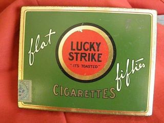Lucky Strike Tobacco Its Toasted Tin Flat Fifties Cigarettes Tin