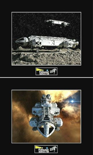 (2) Space 1999 Eagle 1,  2 & 3 Transporter 8 " X10 " Photos - 11 " X 14 " Black Matted