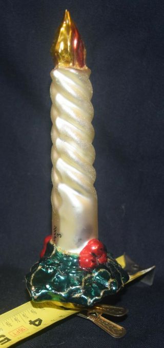 Vtg Spode Christmas Hand Blown Glass Ornament Stick Candle 5.  5 "