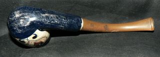 Vintage French Ceramic Estate Tobacco Pipe with Art.  Solid. 2
