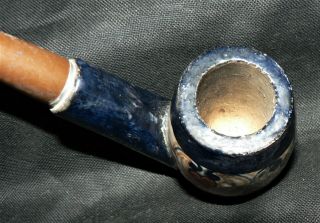 Vintage French Ceramic Estate Tobacco Pipe with Art.  Solid. 3