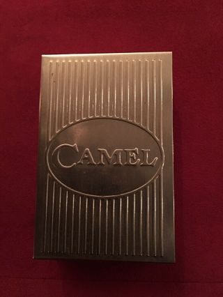 Vintage Silver " Camel " Cigarette Box Holder Metal Tin Case Collectible