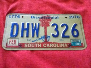 License Plate Vintage South Carolina Sc Dhw 326 1976 Bicentennial Rustic Usa