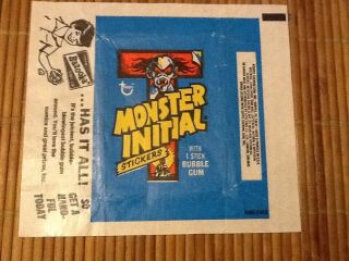 1974 Topps Monster Initial Wax Pack Wrapper