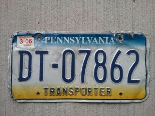Pennsylvania Transporter License Plate Tag Tough Type Tricolor Dealer Transit Pa