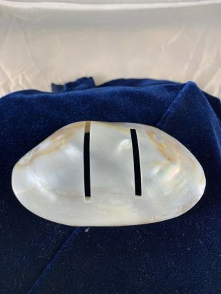 Pre - Owned Hand Carved Mother Of Pearl Shell Belt Buckle Or Scarf Slide