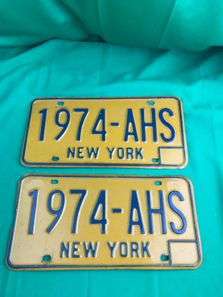 Vintage York Ny License Plates Matching Pair 1974 To 1980s 1974 - Ahs