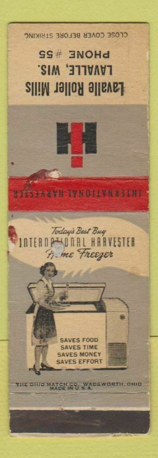 Matchbook Cover - International Harvester Appliances Tractors Lavalle Wi Worn
