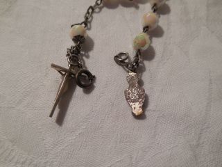 Vintage sterling silver w/AB stones bracelet,  Virgin Mary metal & crucifix charm 3