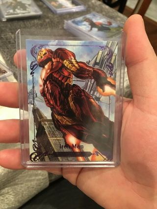 2018 Marvel Masterpieces Iron Man Purple Foil Parallel Numbered Card 83/199