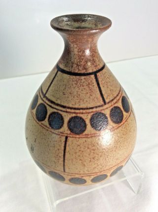 Mid Century Japanese Ikebana Vase,  Teardrop Shape W/circles & Lines,  A,