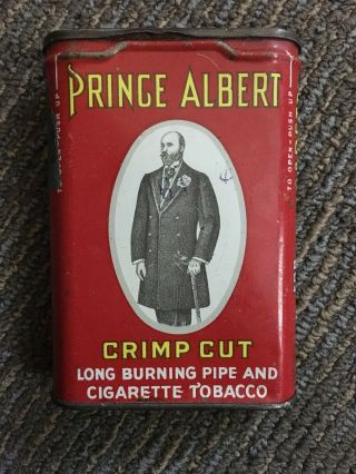Vintage Prince Albert Crimp Cut Pipe And Cigarette Tobacco Tin - Empty