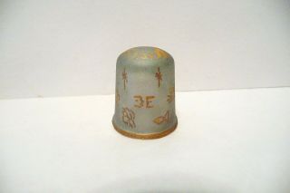 Thimble Guild 1992 Frosted Glass Jenny Blair Handpainted Zodiac Signs In Gold